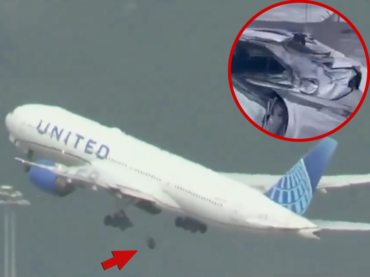 United plane wheels falls on cars