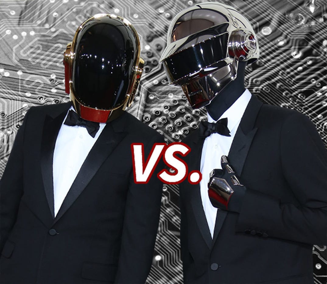 This Cyber Monday we're pitting two of the world's most famous robots Guy-Manuel de Homem-Christo (left) and Thomas Bangalter (right) of Daft Punk in an epic battle for your digital affection ... 