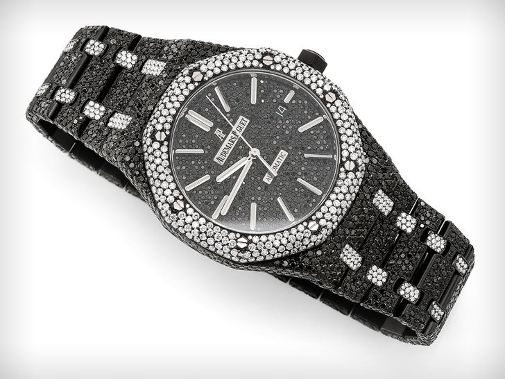 Ja Morant Cops '12SKII' Black & White Diamond Chain And Matching AP Watch