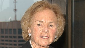 Ethel Kennedy Smiling With Pearl Earrings And Necklace
