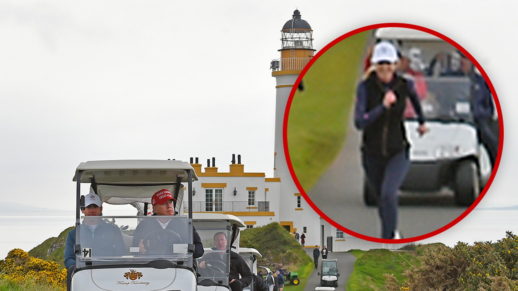 Trump Aide Natalie Harp Spotted Running After His Golf Cart in Scotland
