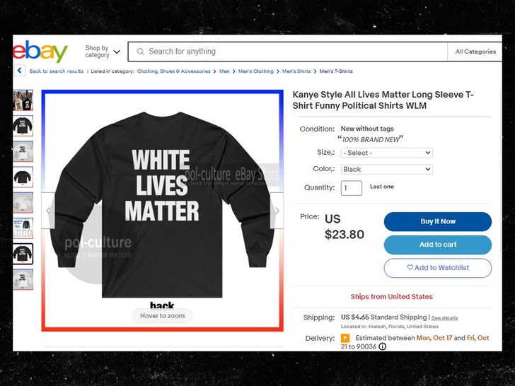 Kanye West 'White Lives Matter' Shirt Fakes Being Sold on eBay