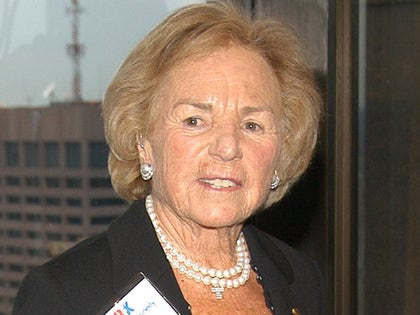 Ethel Kennedy Smiling With Pearl Earrings And Necklace