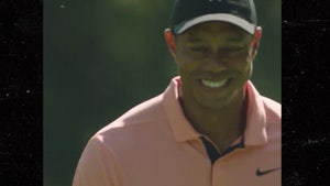 Tiger Woods All Smiles During Practice Round At Augusta