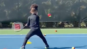 Serena Williams' 4-Year-Old Shows Off Backhand During Tennis Game