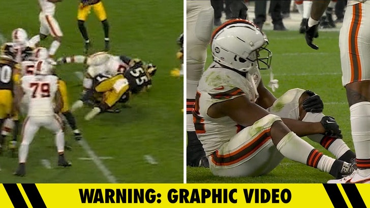 Browns star RB Nick Chubb carted off with left knee injury vs