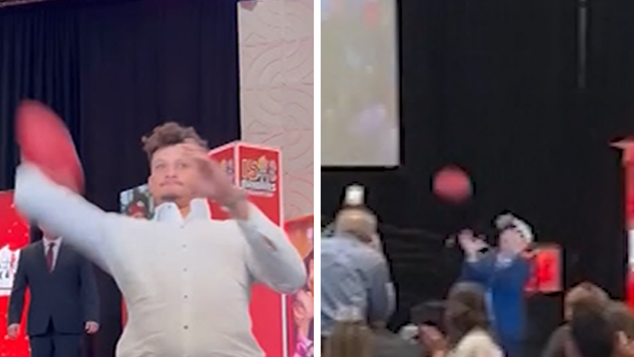 Patrick Mahomes Throws Footballs To Fans In Crowd At Charity Gala