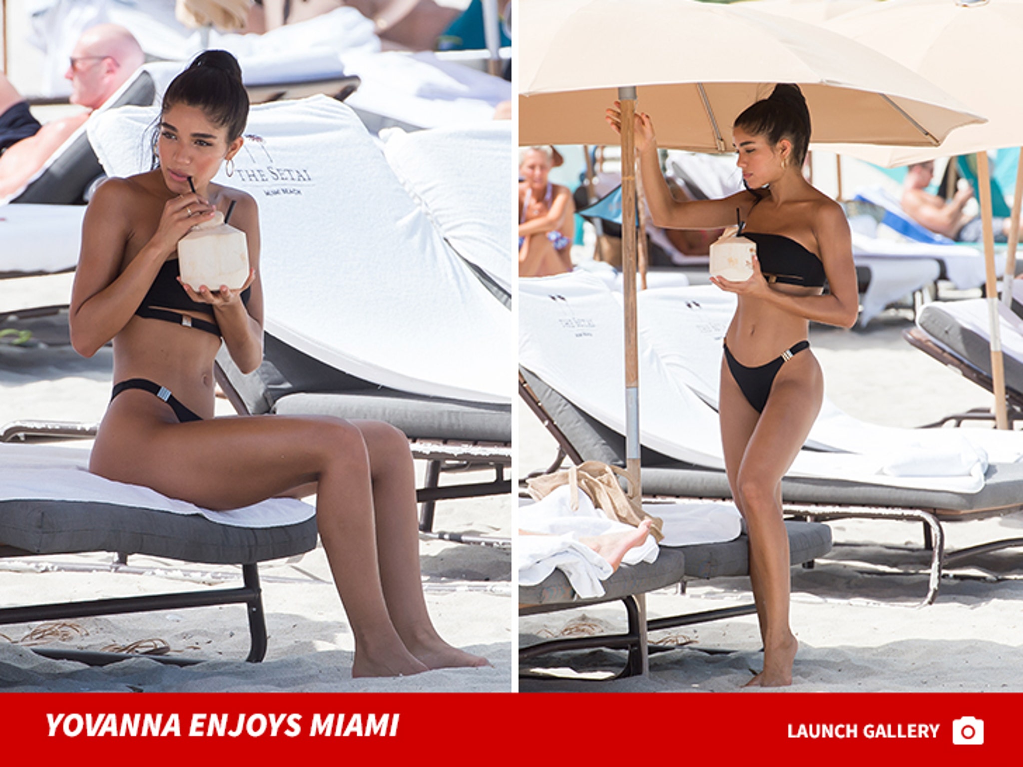 Yovanna Ventura Hangs in a Bikini Sipping Coconut Drink in Miami