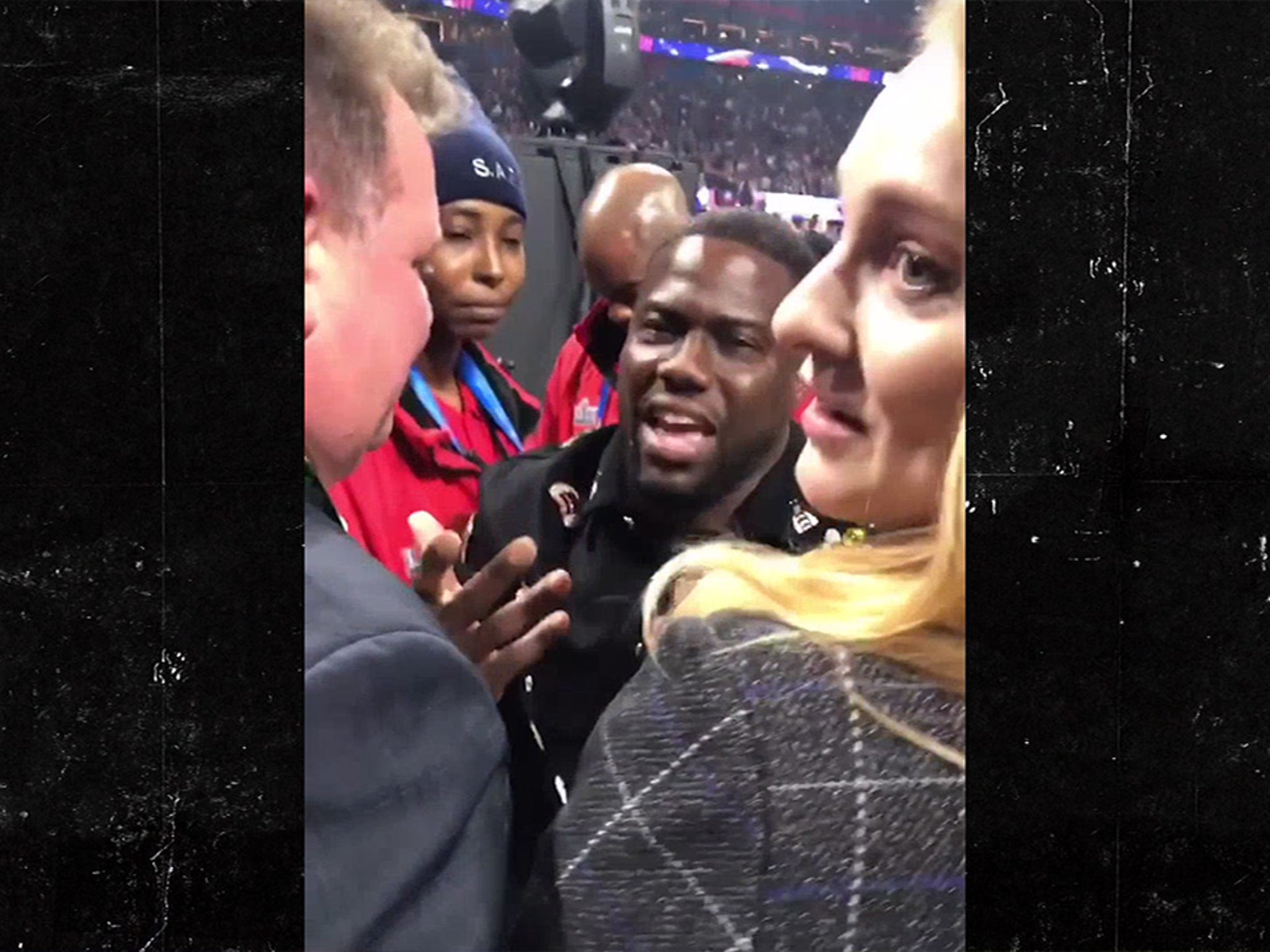 Kevin Hart Tries to Get on Stage at Super Bowl 52 and Says F Bomb