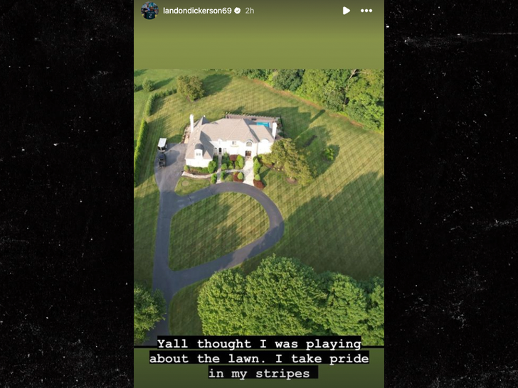 Landon Dickerson instagram story on lawn .
