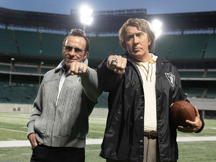 Nicolas Cage as John Madden Christian Bale as Al Davis Madden film Amazon Studio 1