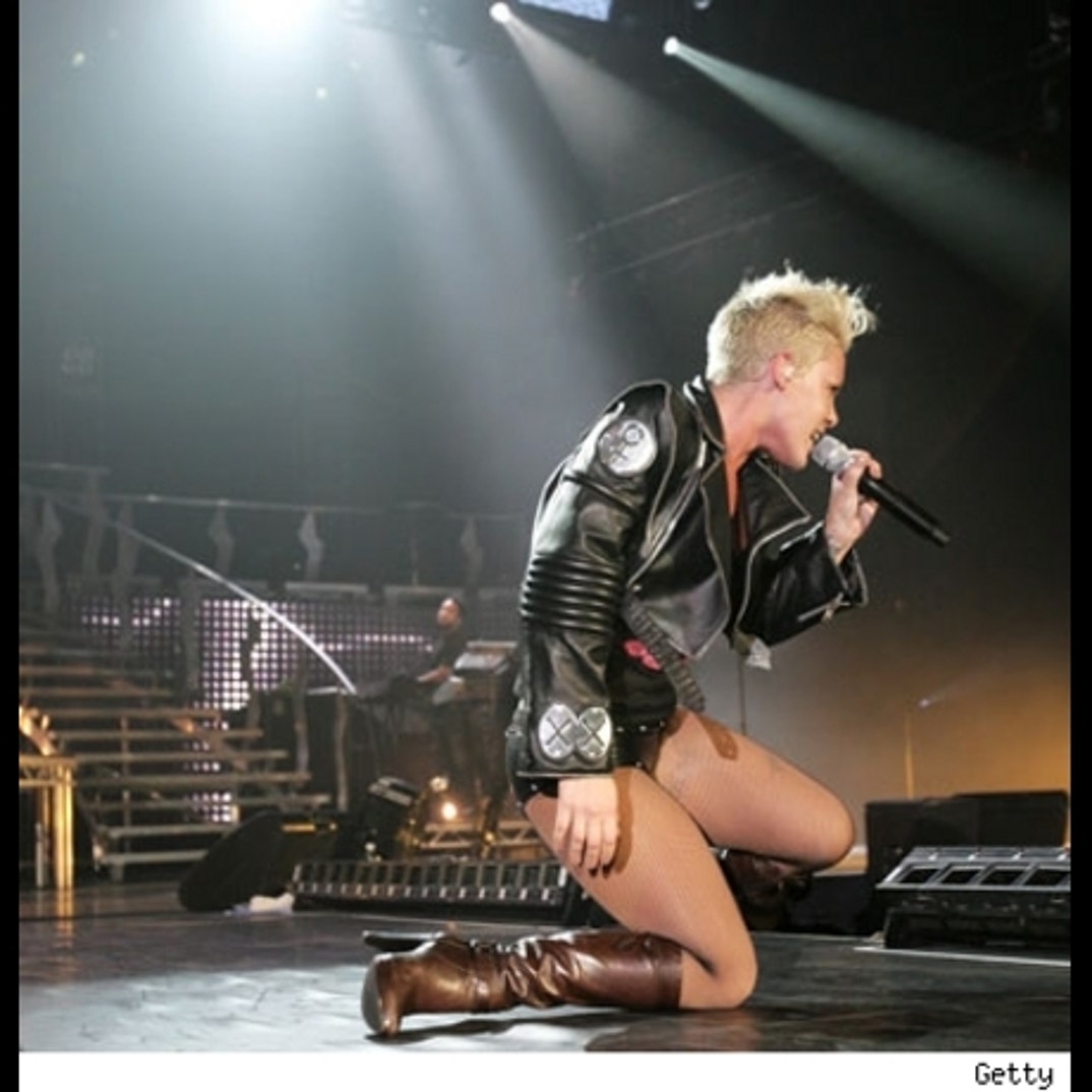 P!NK performs on stage during her 