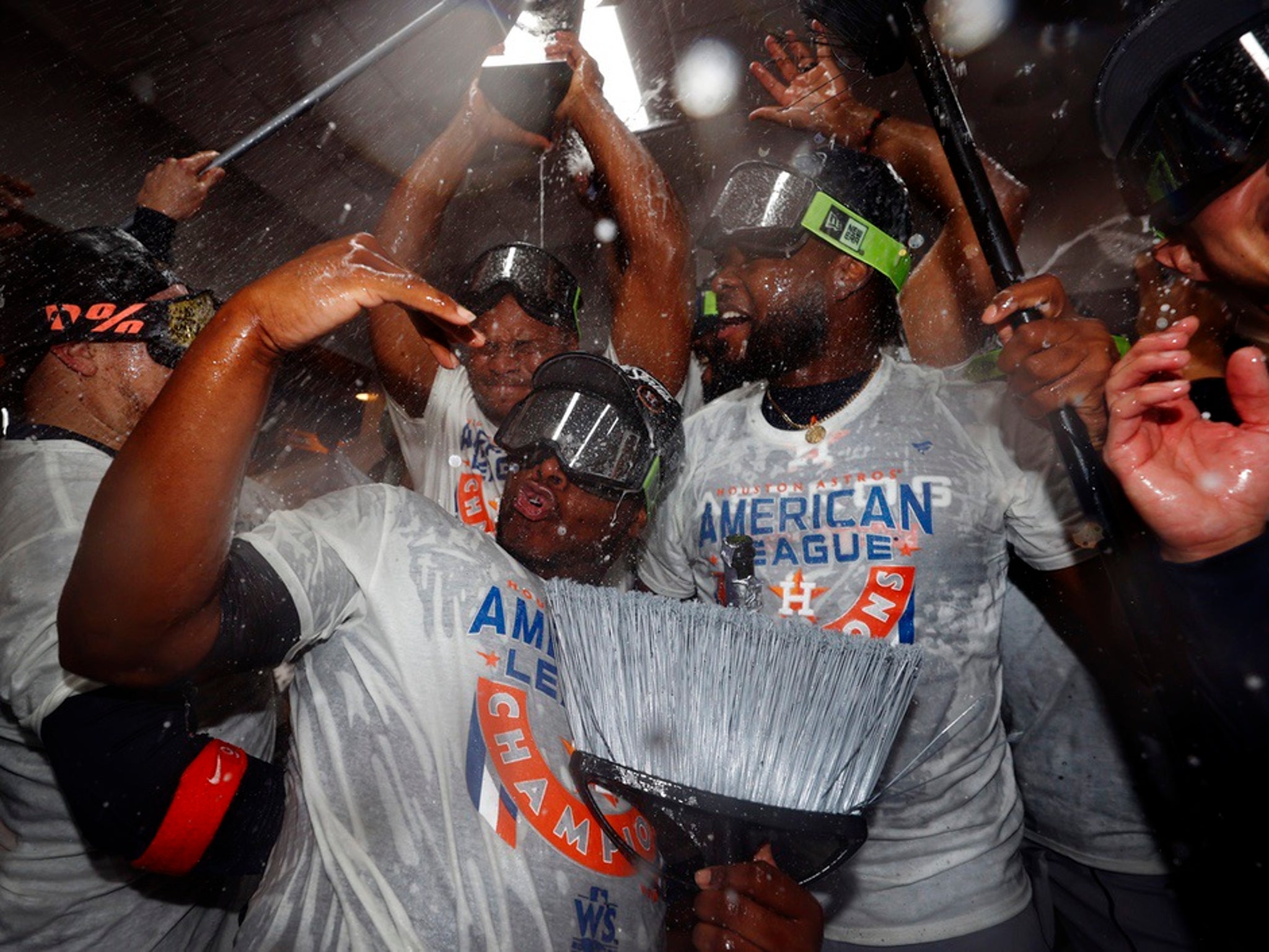 Photos of Astros' ALCS clubhous champagne celebration in New York