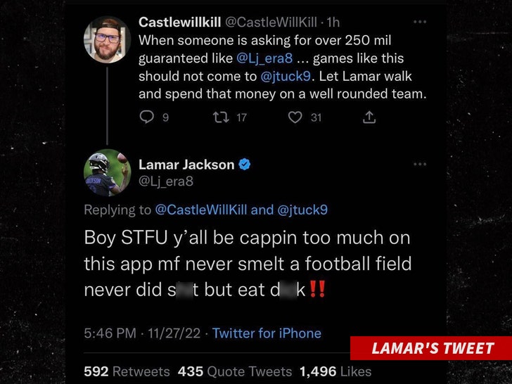 Lamar Jackson's vulgar Tweet