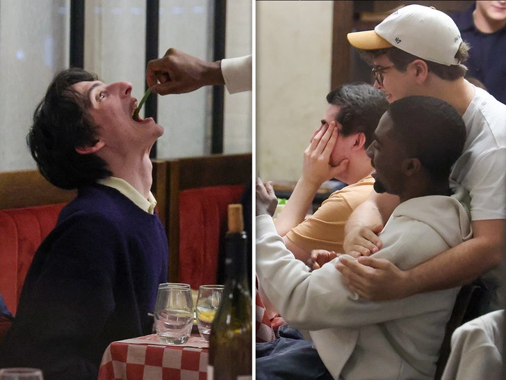 Stranger Things stars Finn Wolfhard, Caleb McLaughlin, and Gaten Matarazzo Grab Dinner