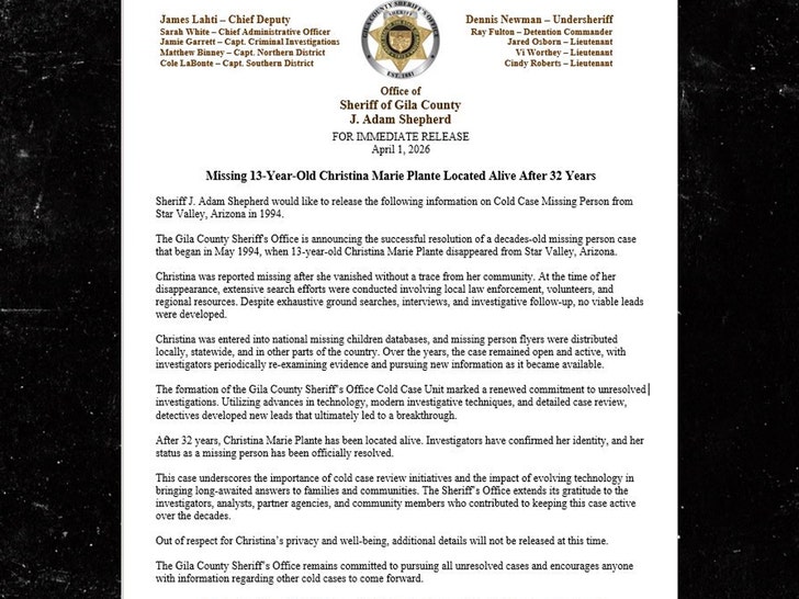 Gila County Sheriff's kantoor Christina vond poster sub