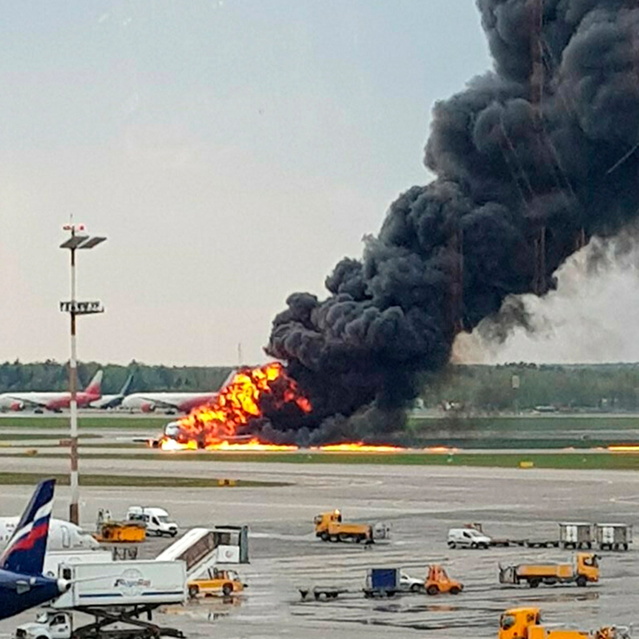 Russian Plane Catches On Fire Mid Flight Over 40 Dead