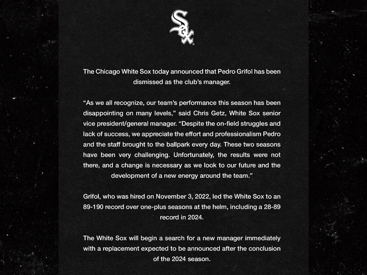 080824 white sox statement about pedro grifol
