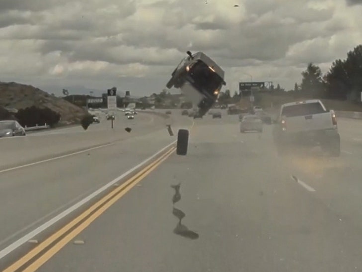 Car flies off freeway, destroys home