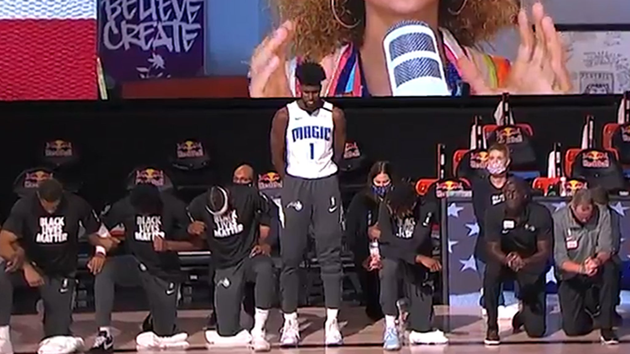 NBA players and coaches kneel during national anthem as season