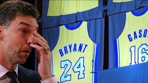 Pau Gasol Cries As Lakers Hang Jersey In Rafters Next To Kobe's, Vanessa Emotional Too