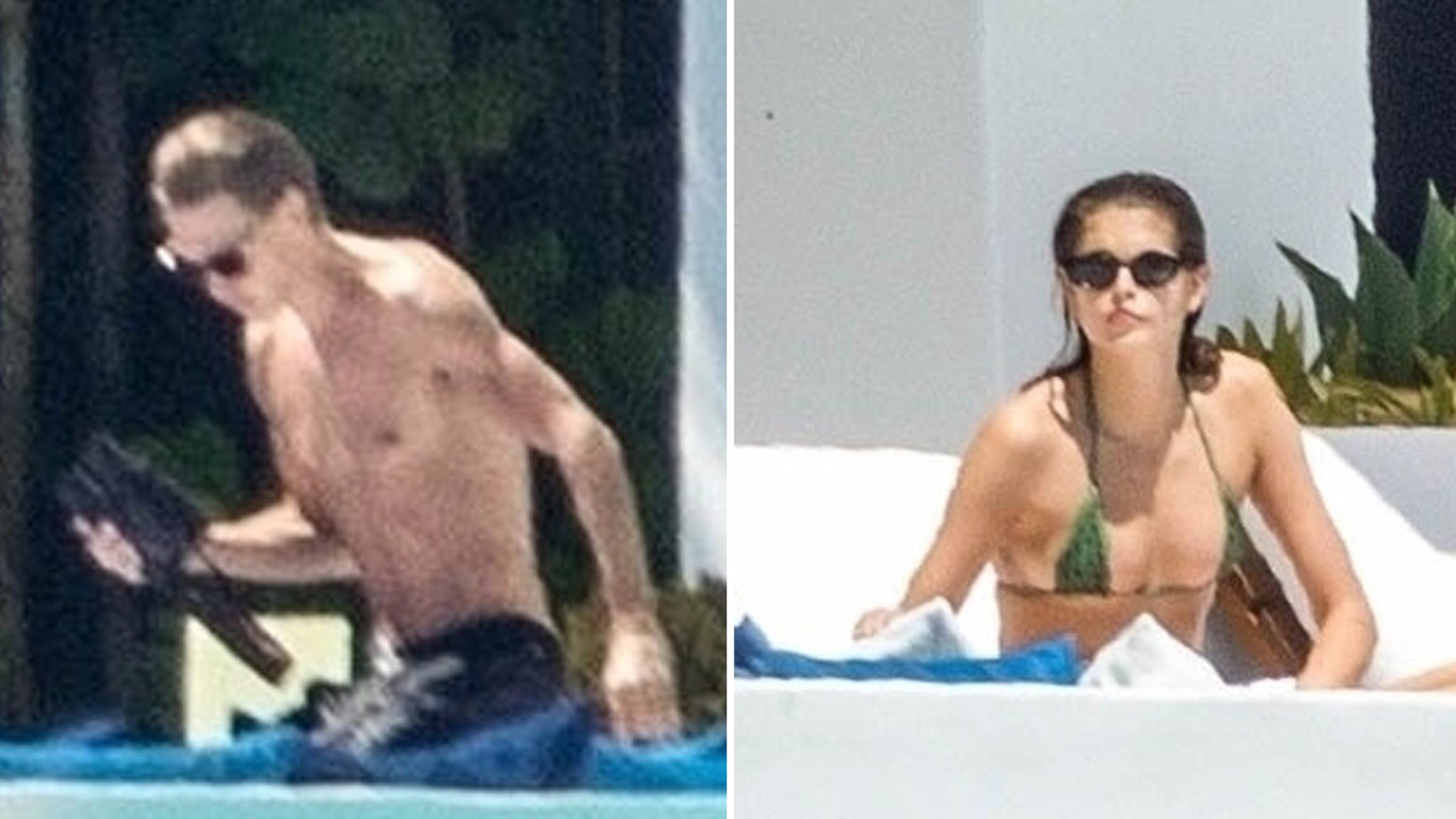 Austin Butler y Kaia Gerber descansan junto a la piscina durante sus vacaciones en México