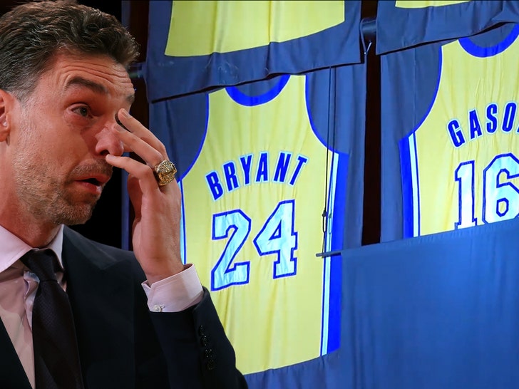 Pau Gasol gets emotional as Lakers retire his No. 16 jersey