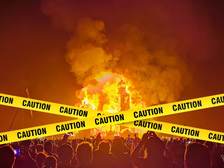 brning man festival caution tape