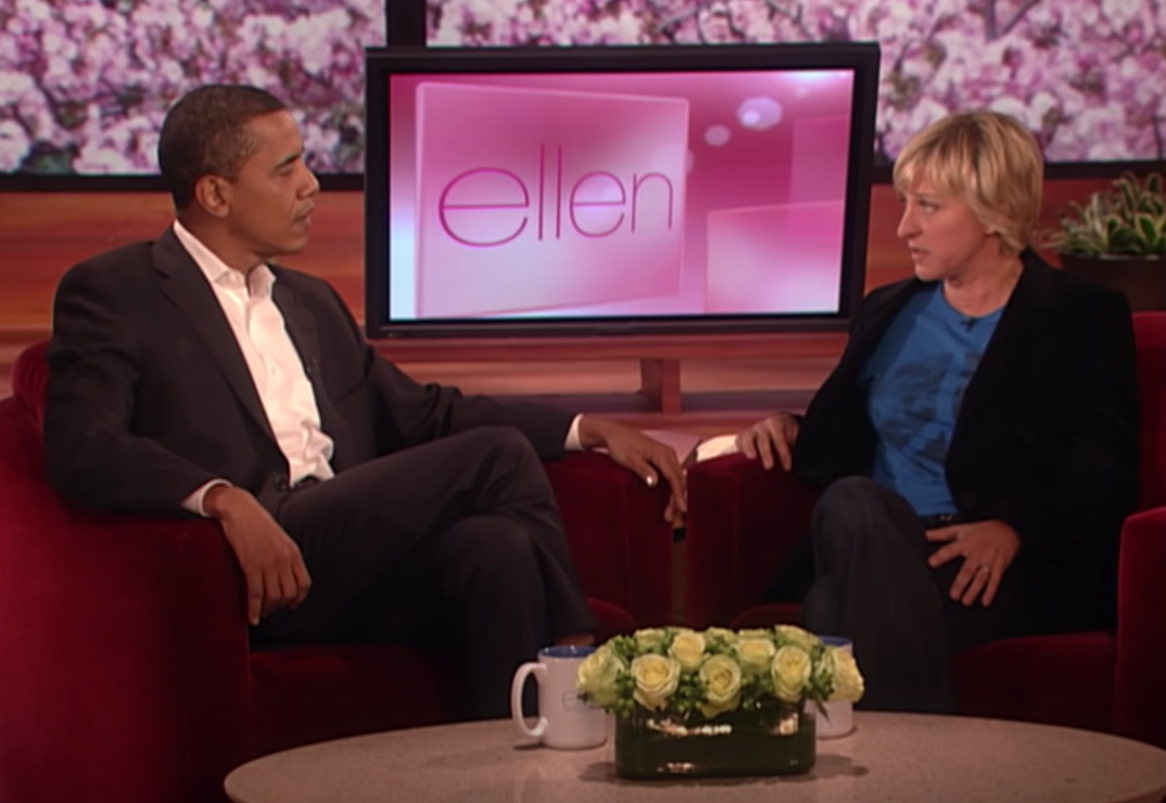 2007 - Ellen shared the stage with the Then-Senetaor Barack Obama as he made his first of many appearances on the show and even danced with Ellen before winning the Presidency.