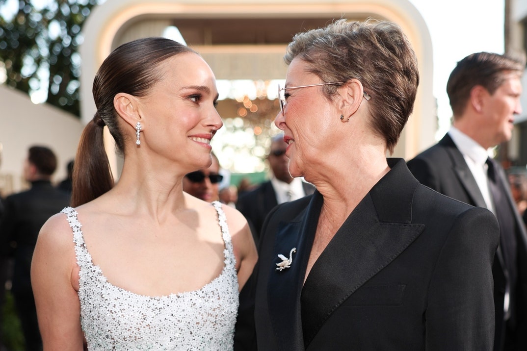 natalie portman 2024 golden globes dress Garbo Dress - Burnished Gold Lace main image 0