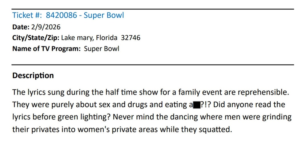 Super Bowl Half Time Complaints 3