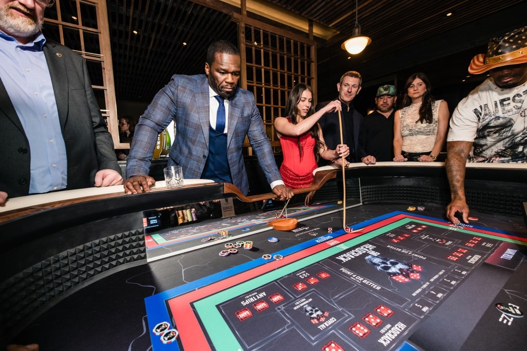 Curtis “50 Cent” Jackson joins guests for a first look at 50 CENT HEADCRACK™, his new casino dice game, during its official debut at Nomikai at The Venetian Resort Las Vegas on September 26, 2026.