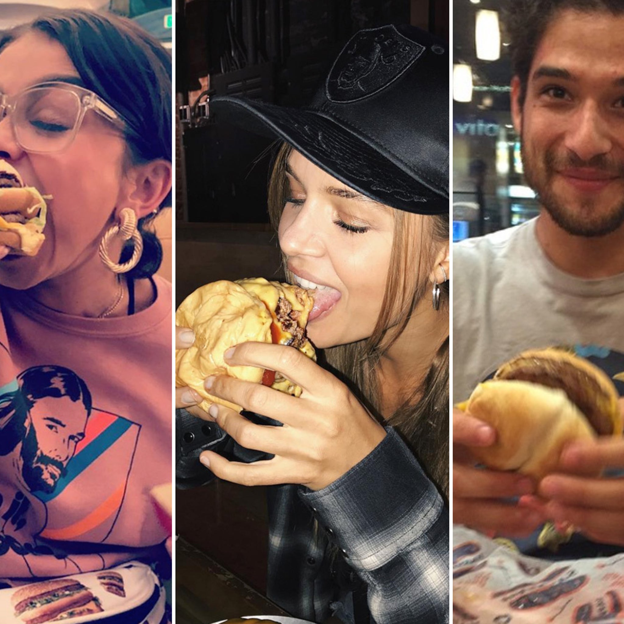 Celebs eating burgers
