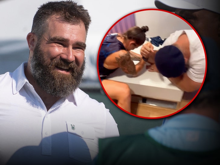 jason kelce arm wrestling getty insta 1