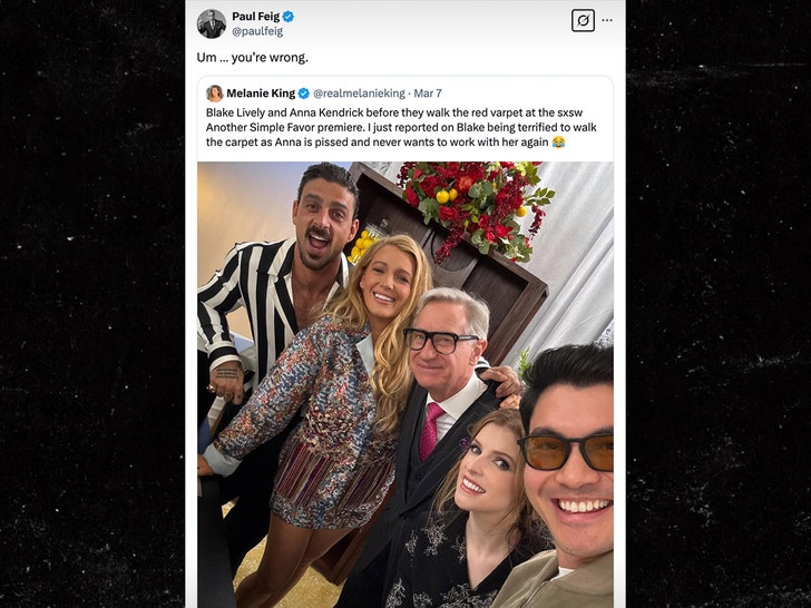 Paul Feig Blake Lively Anna Kendrick Tweet