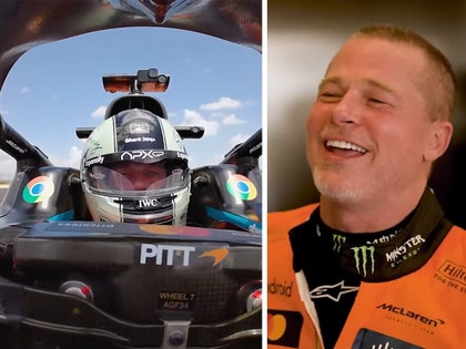 Brad Pitt in McLaren F1 car