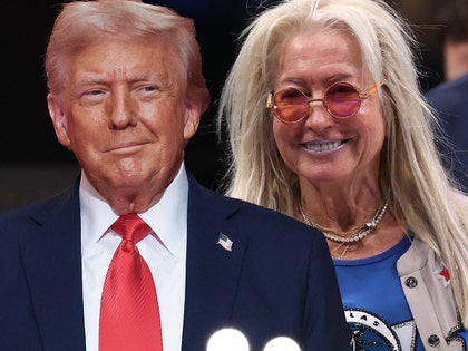 Donald Trump is seen smirking next to Dallas Mavericks co-owner Miriam Adelson.