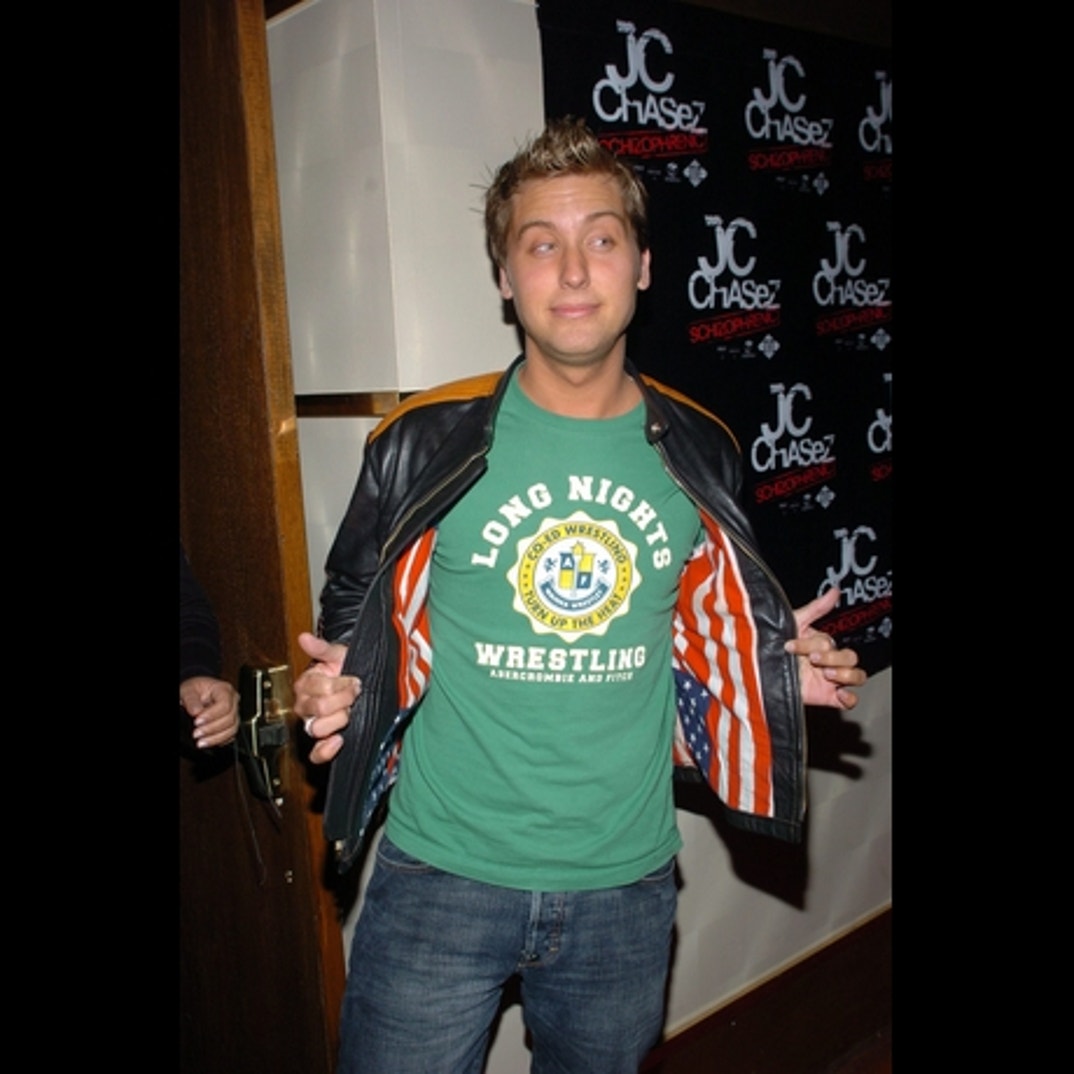Lance Bass lined his coat with American spirit!