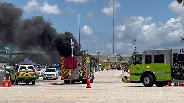 Cars destroyed by fire in Hard Rock Stadium parking lot during