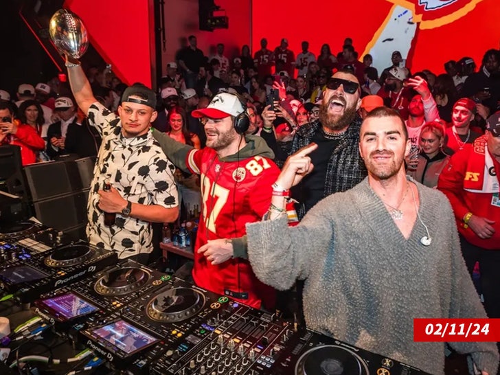 Travis Kelce And Patrick Mahomes Party In Vegas After Super Bowl LVIII Win