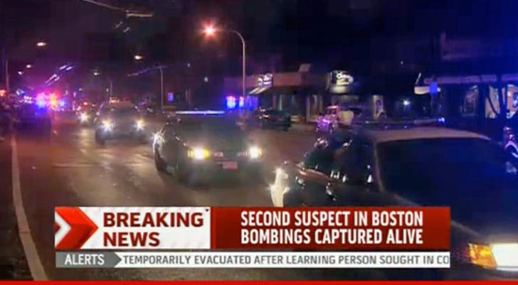 Boston Marathon Bombing -- Suspect Dzhokhar Tsarnaev IN CUSTODY :: 0419-boston-suspect-custody-1