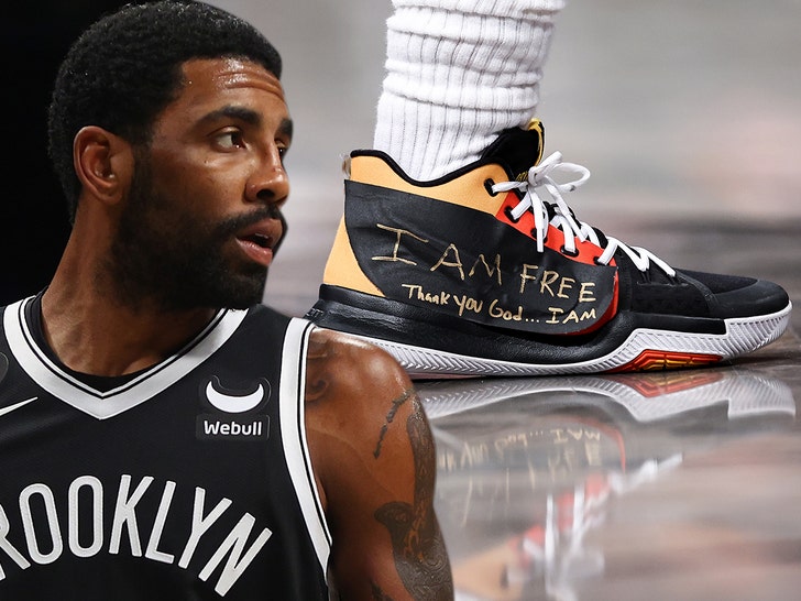 Kyrie Irving covers Nike logo on shoe