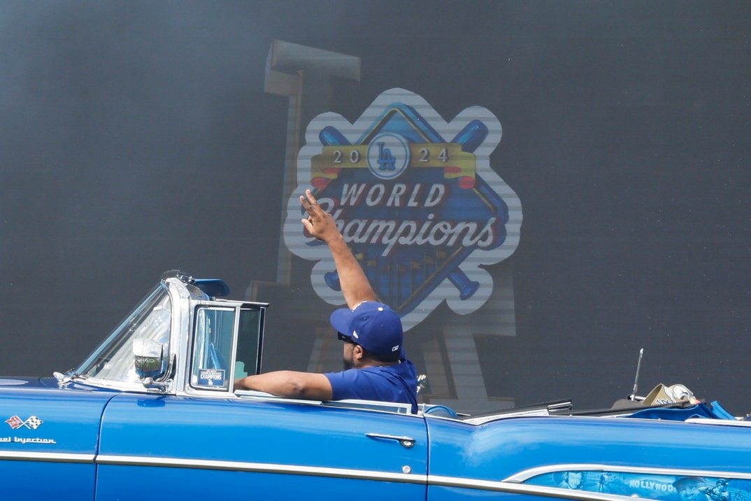 Ice Cube Delivers World Series Trophy in Style at Dodger Stadium