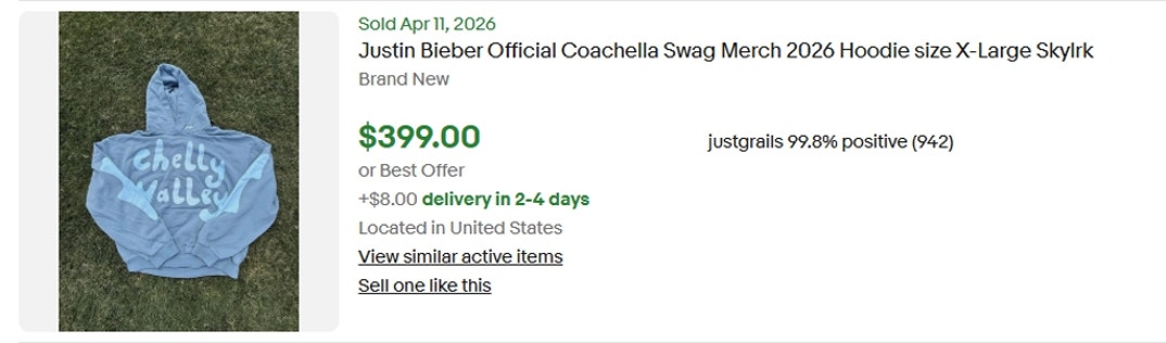 Justin Bieber Ebay Merch 2
