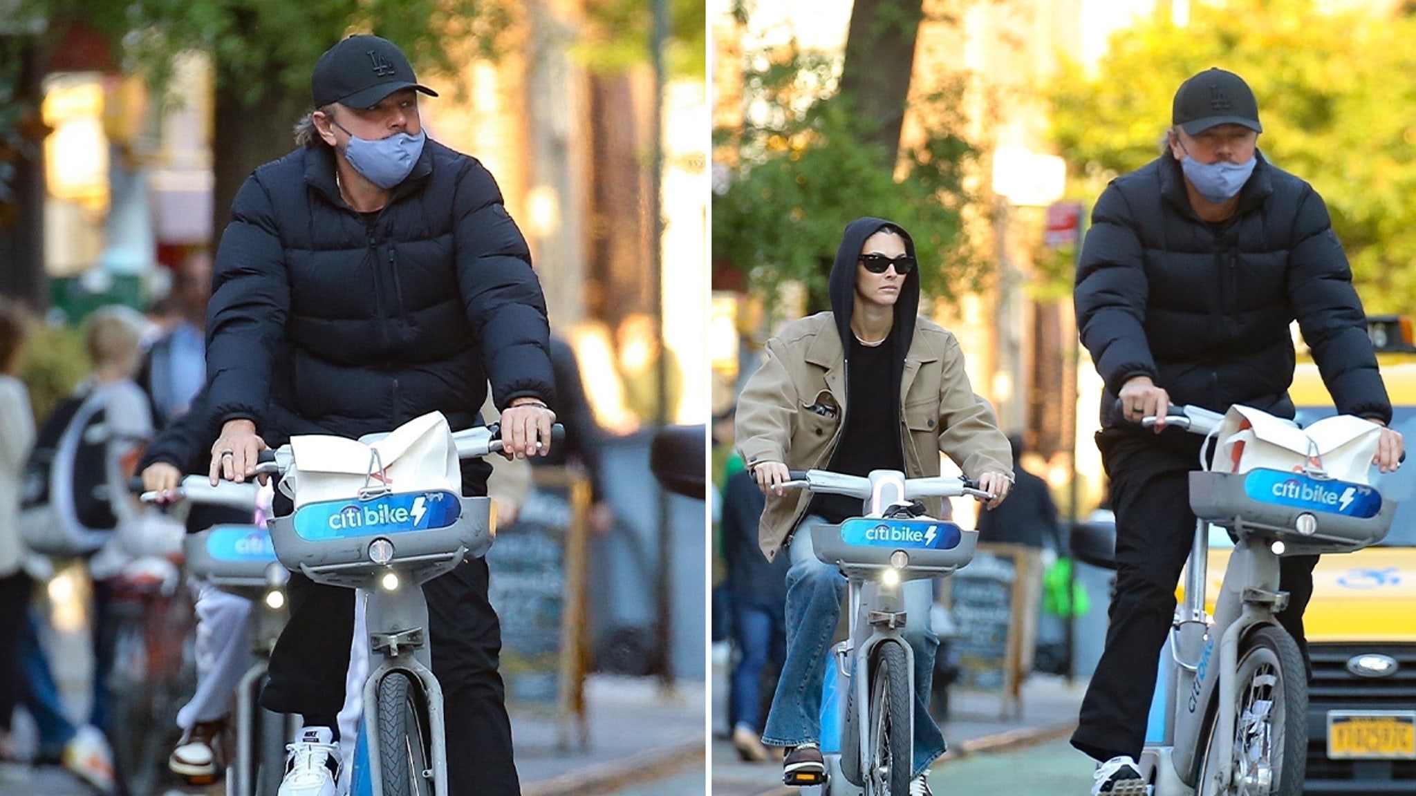 Leonardo DiCaprio and Vittoria Ceretti biking in NYC