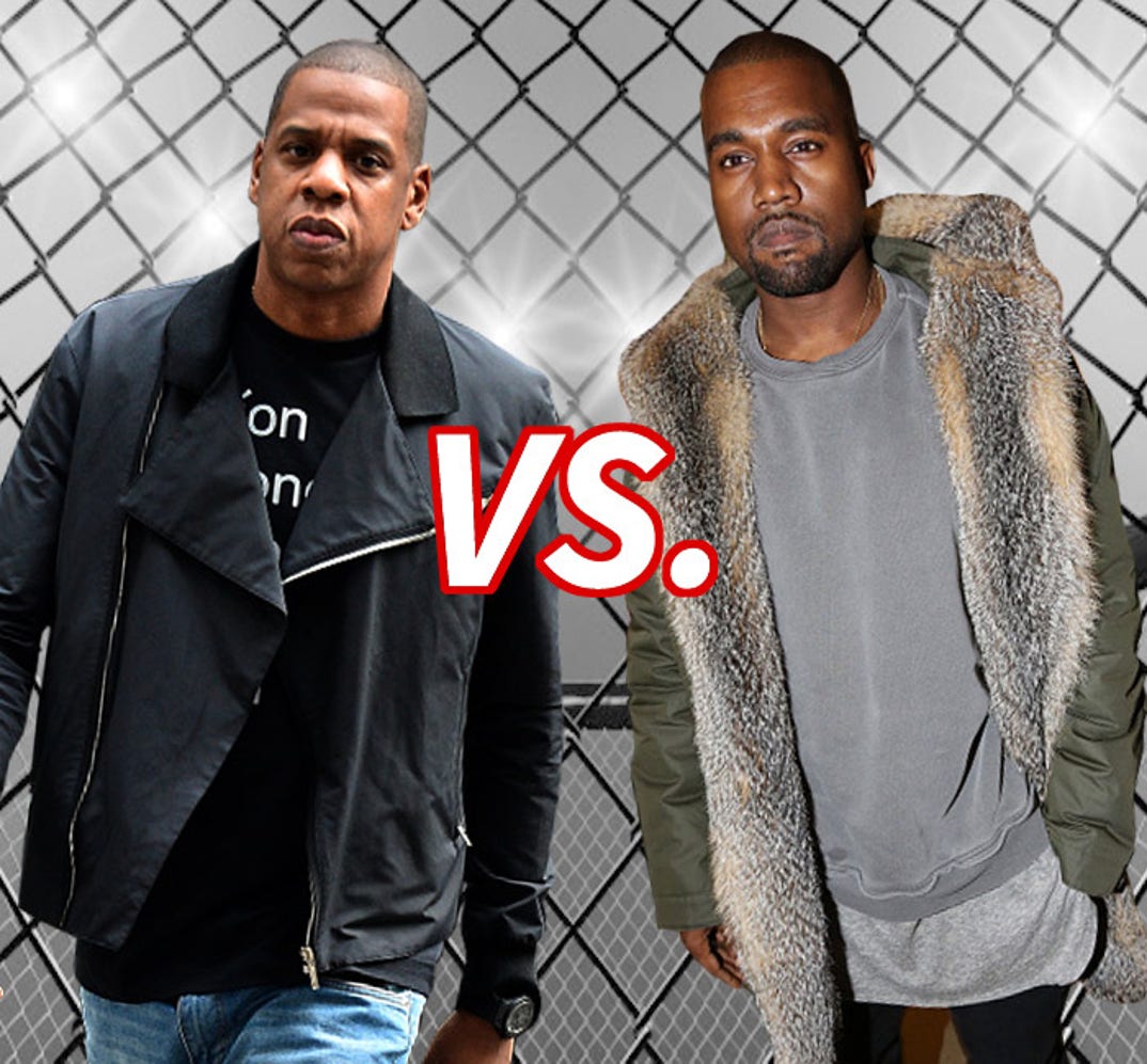 Jay-Z (45) vs. Kanye West (37) -- in the most epic rap battle in the WORLD!