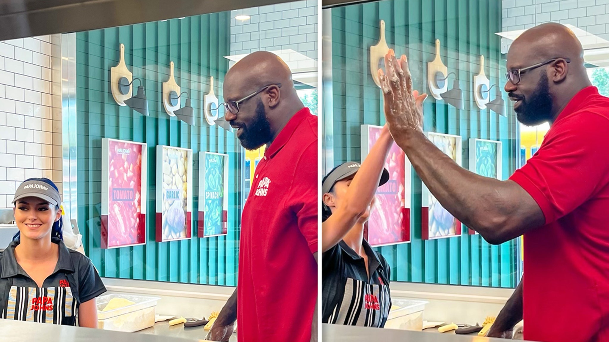 Shaq encourages Papa John’s employees to get degrees by boarding school bus