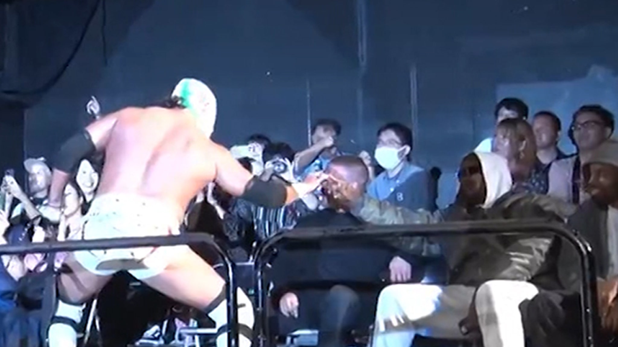 Kanye West Fist Bumps La Dinastia Wagner at Tokyo Wrestling Match