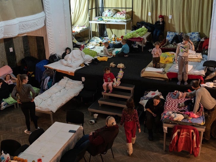 Ukraine Civilians Seek Shelter In Theaters