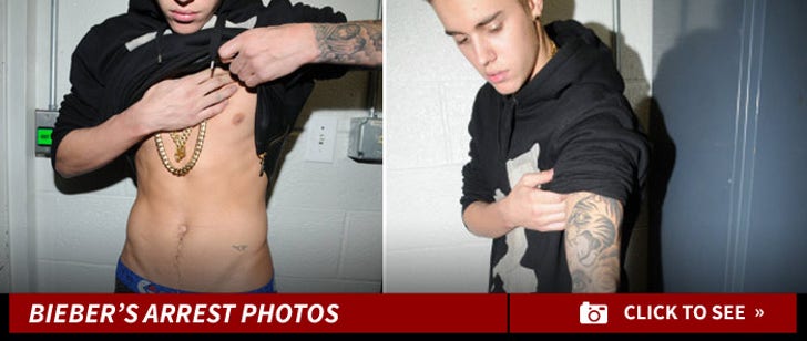 Justin Bieber -- Showing Off Tattoos & Muscles in Jail